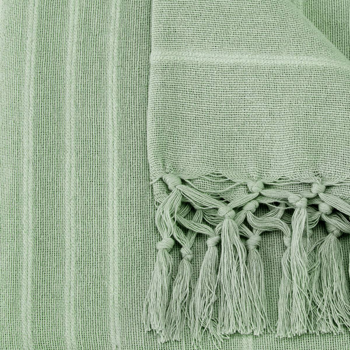 Jeté de lit Anjali 220x160 vert céladon en coton - Atmosphera Créateur d'intérieur - 5