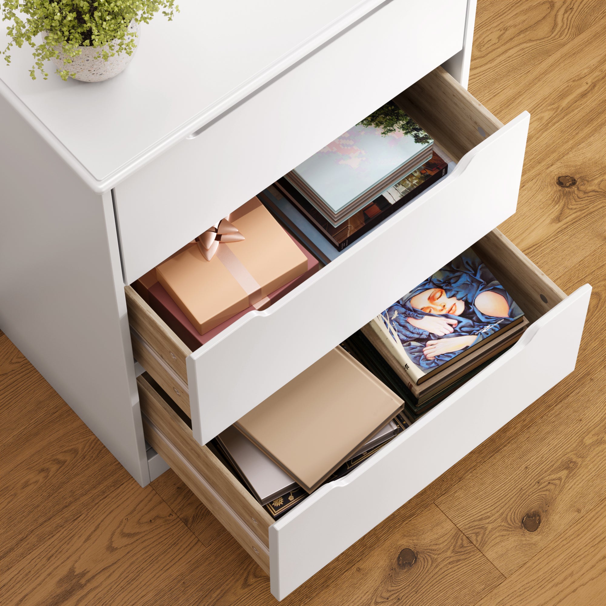 Bealife Cassettiera a 3 cassetti, bianca, 62 x 41 x 82 cm - 7