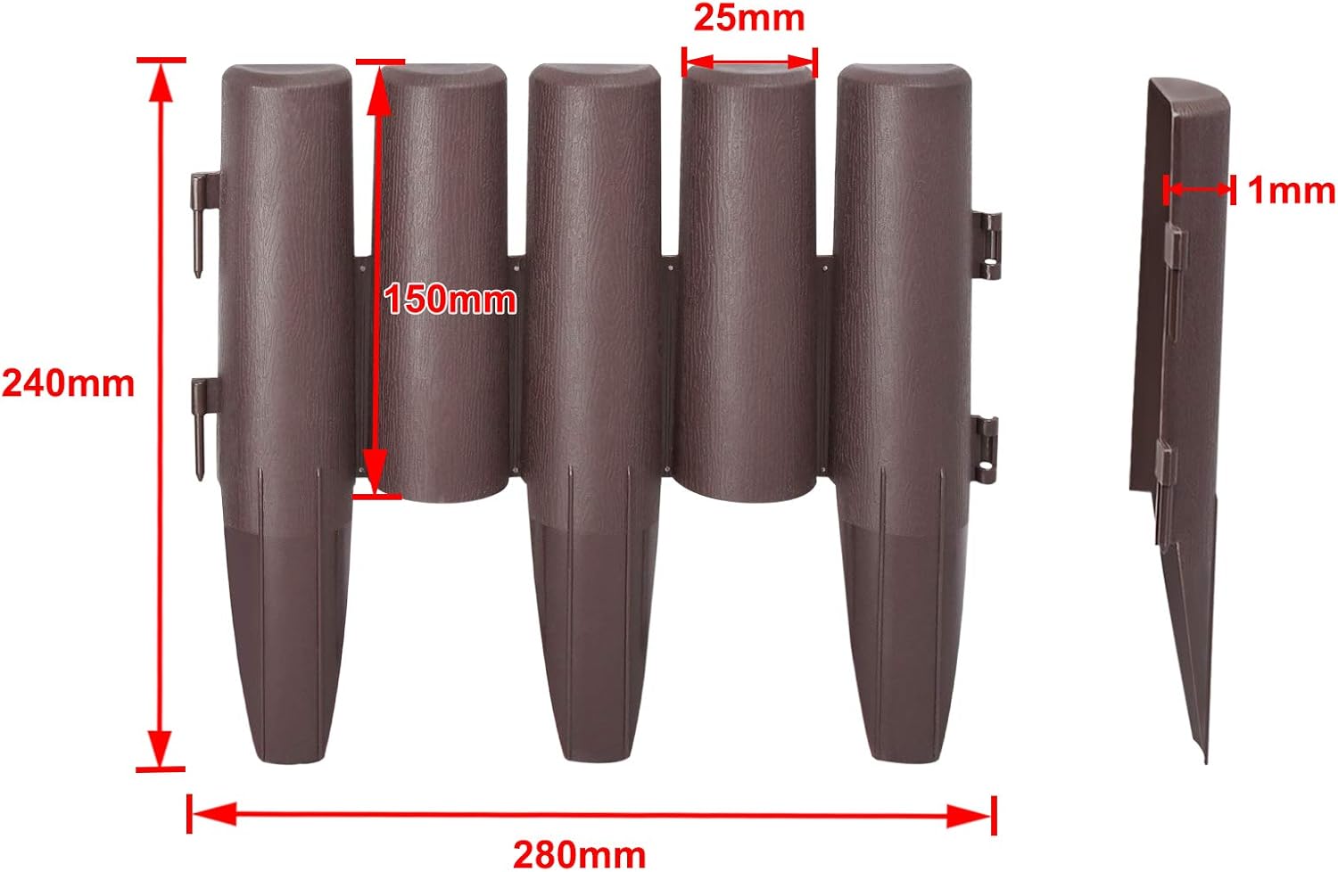 Bordure De Pelouse En Plastique Aspect Bois 5,6m - Bordure Jardin Décorative Marron