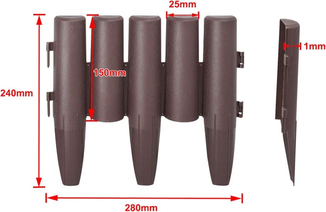 Bordure De Pelouse En Plastique Aspect Bois 5,6m - Bordure Jardin Décorative Marron