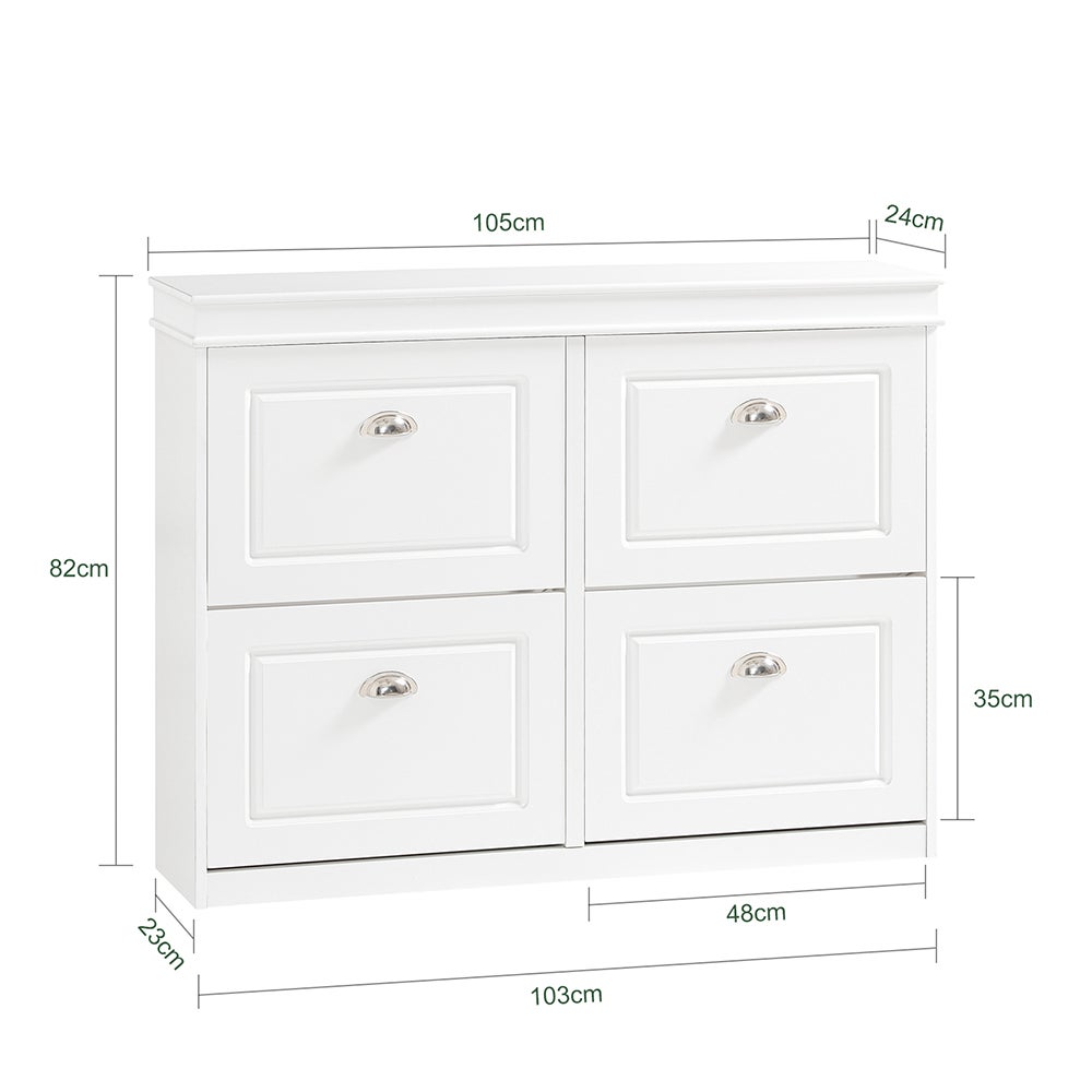 SoBuy Meuble à chaussures 16 paires avec 4 abattants Armoire à chaussures, Blanc, 105x24x83 cm, FSR79-W - 3