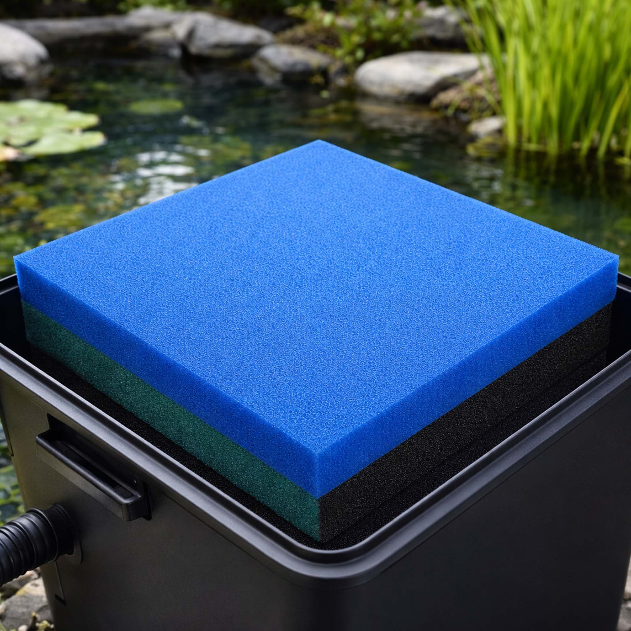 Tapis japonais filtrant - 50 x 50 x 5 cm / 10 ppi - grossier - Filtre de Bassin et d'Aquarium pour Filtration Eau HMF - couleur Wiltec - 7
