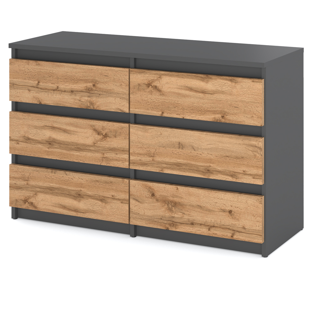 Komoda z 6 szufladami 100cm hugo loft młodzieżowa szafka rtv szary wotan