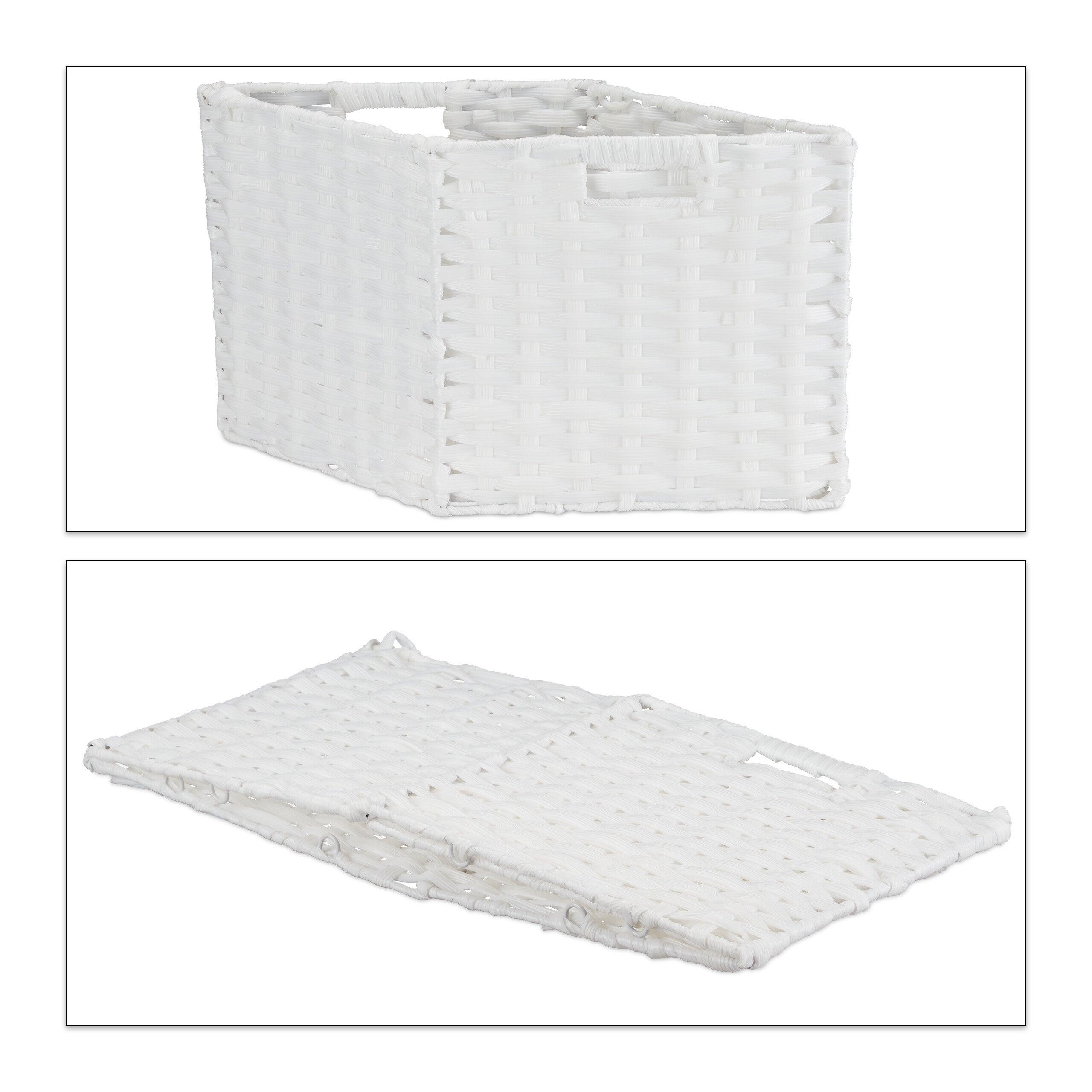 Panier rangement, lot de 4, superbe design, pour vos vêtements, H x L x P : 31 x 32 x 30 cm, blanc, Relaxdays - 5