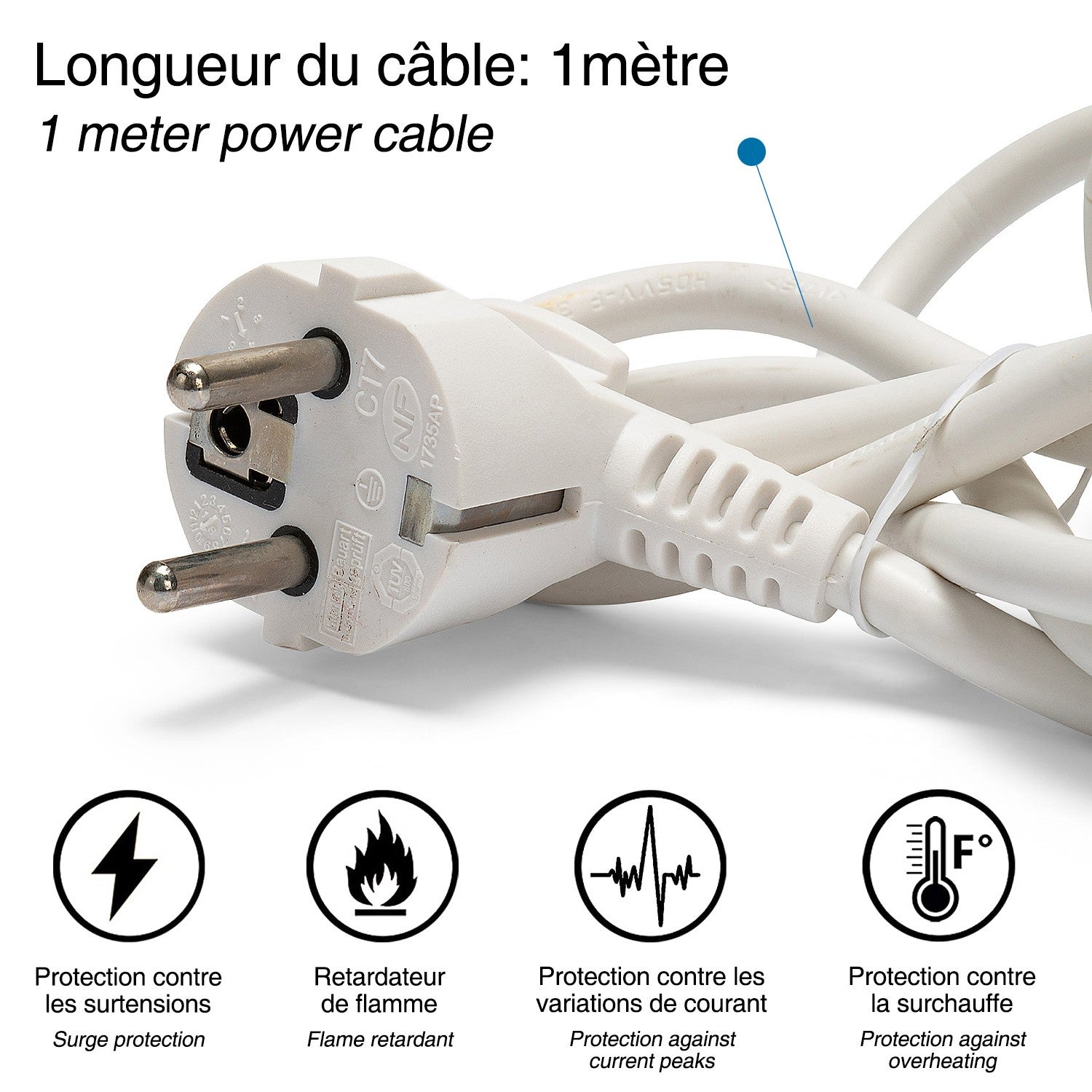 Bloc multiprise 5x16A, 1m H05VV-F3G1.0MM2, CE & NF - 3