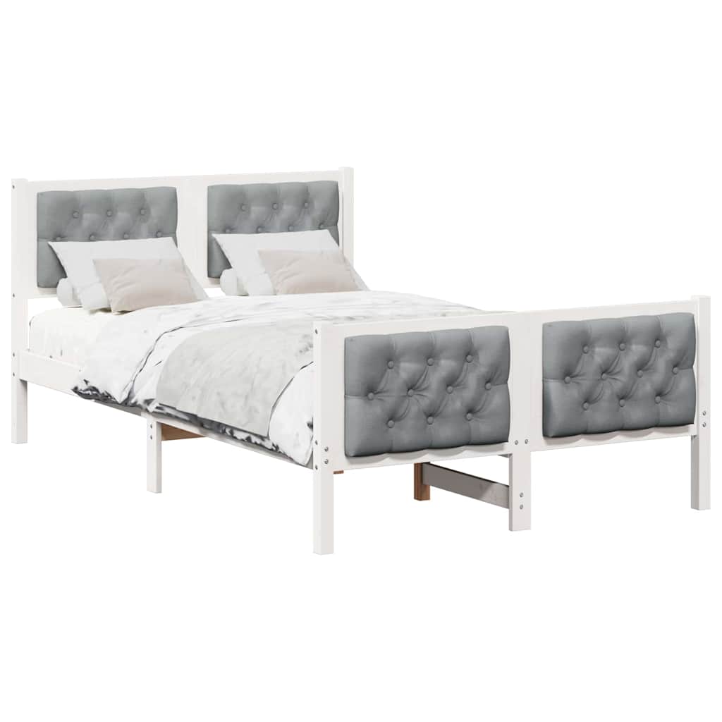 Cadre de lit gris clair, pin massif, pour la chambre, 135 × 190 cm - 3