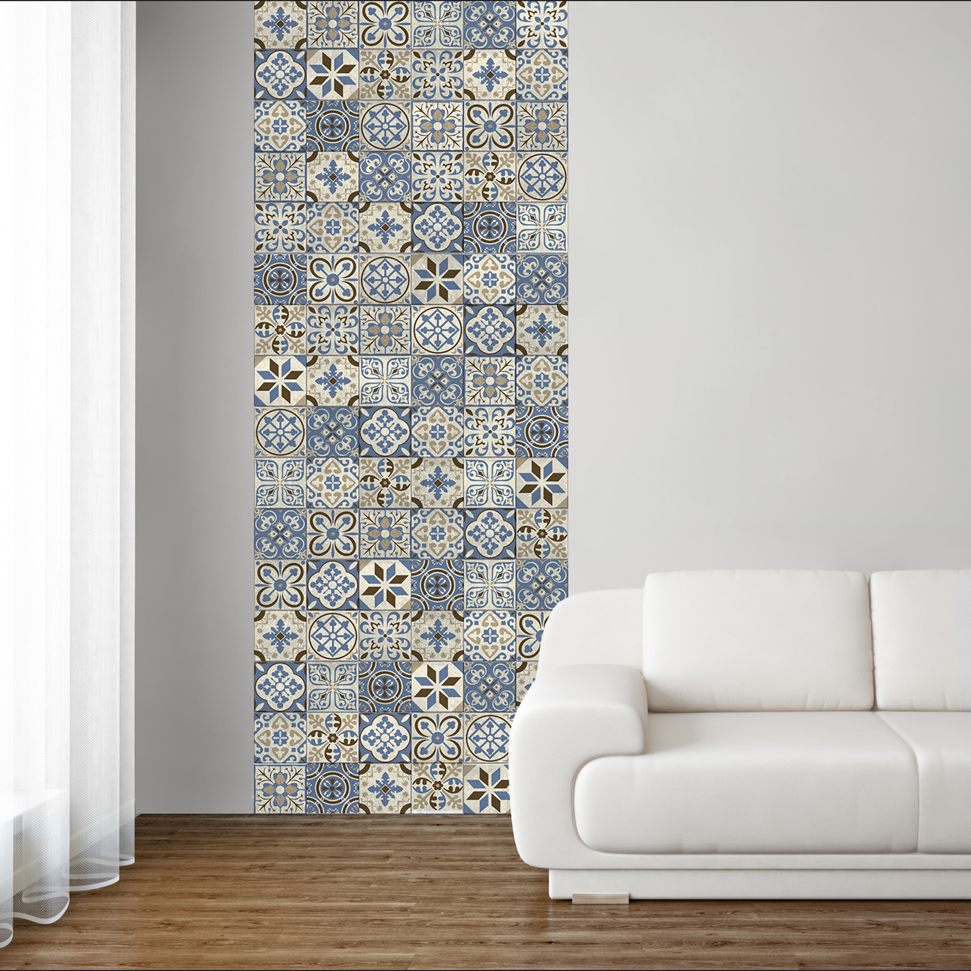 Li decorativo único en papel tapiz introductivo, estilo típico de pared de baldosas de cemento, 96 cm x 250 cm
