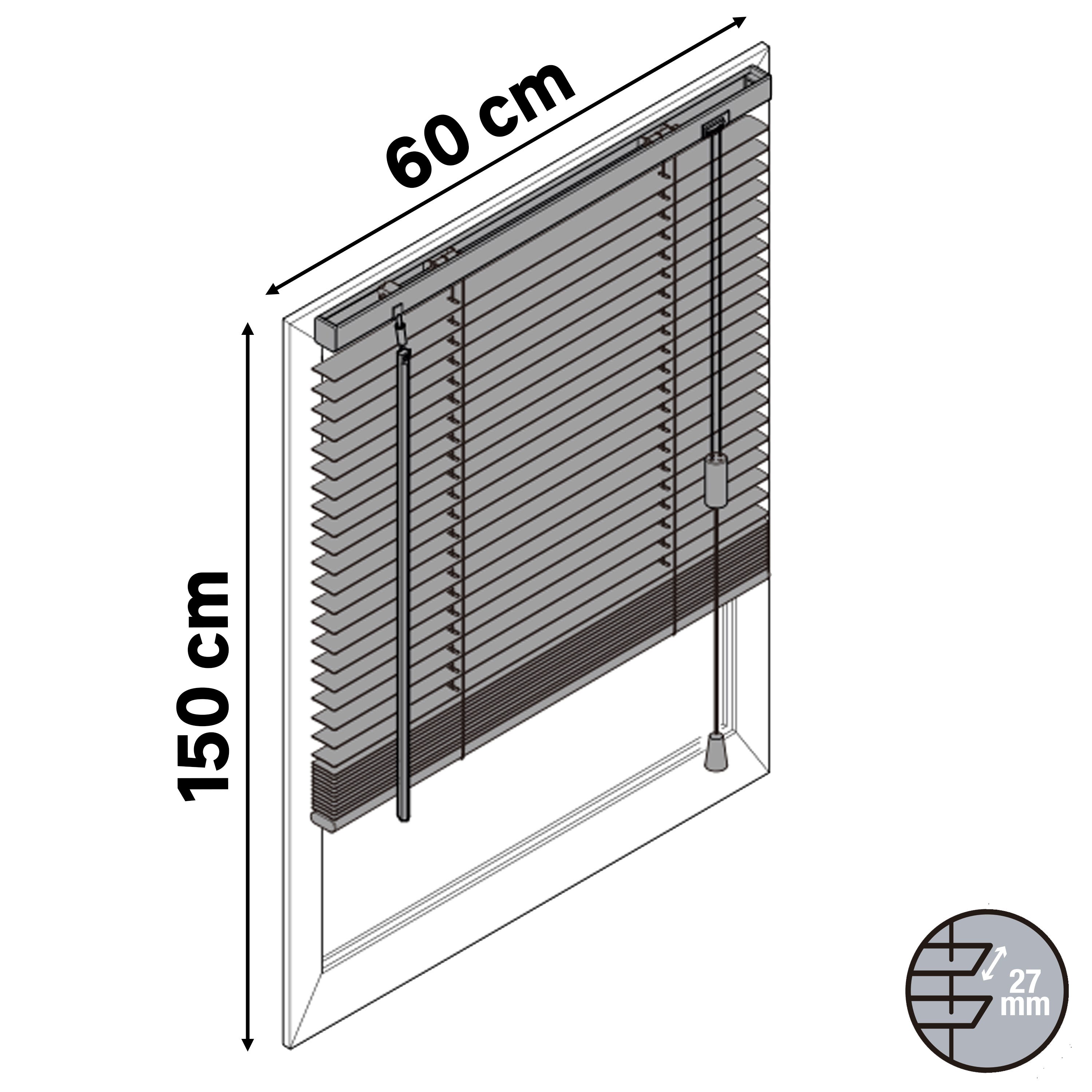 Estore laminado de madeira bege RUSHMORE - 27 mm - 60 x 150 cm - INSPIRE - 2