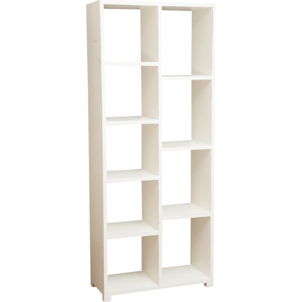 Librería de madera con acabado blanco antiguo 82x36x201cm - Estantes de ...