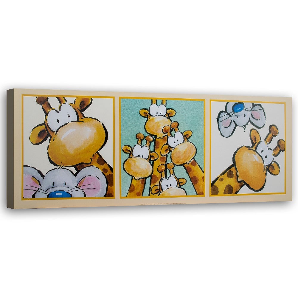 Obraz na płótnie, Żyrafa i mysz 120x40