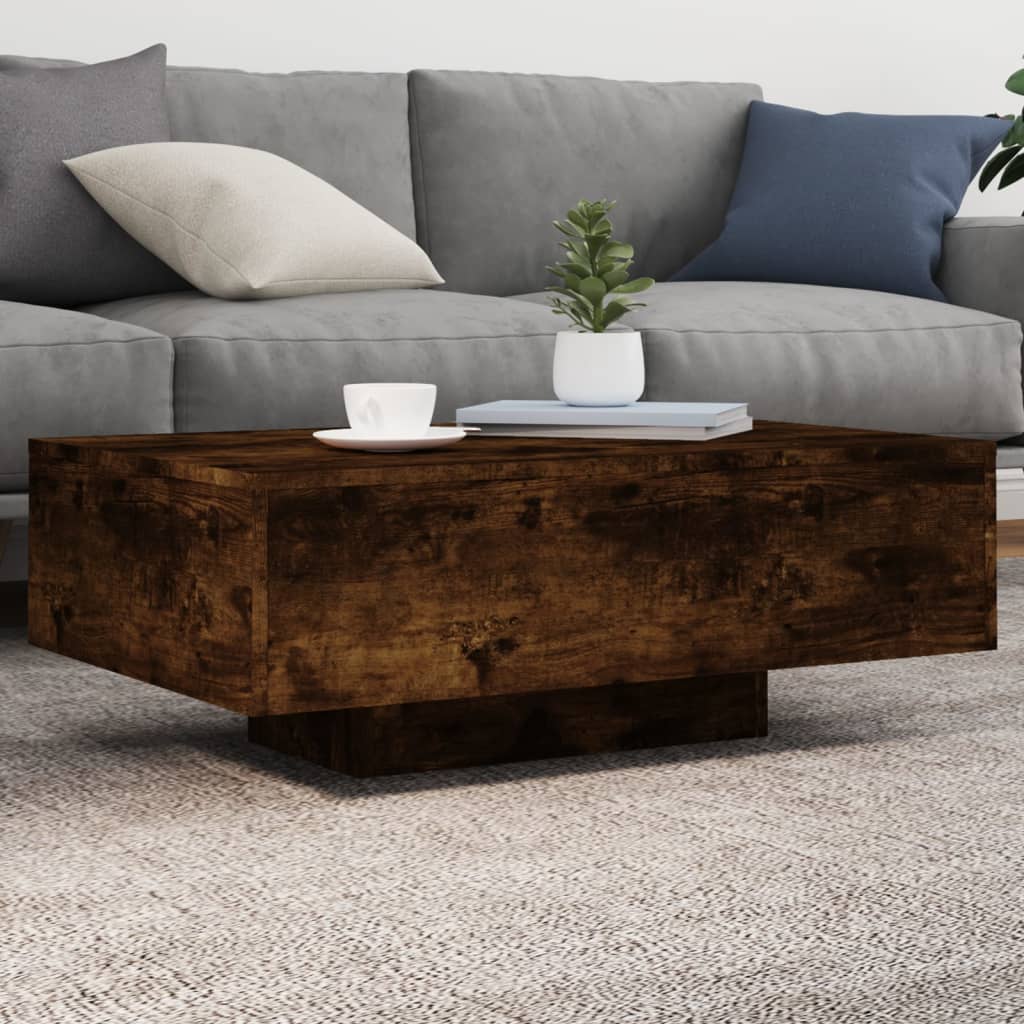 Vidaxl Mesa De Centro Con Luces Led Roble Ahumado 85X55x31 Cm , Leroy Merlin