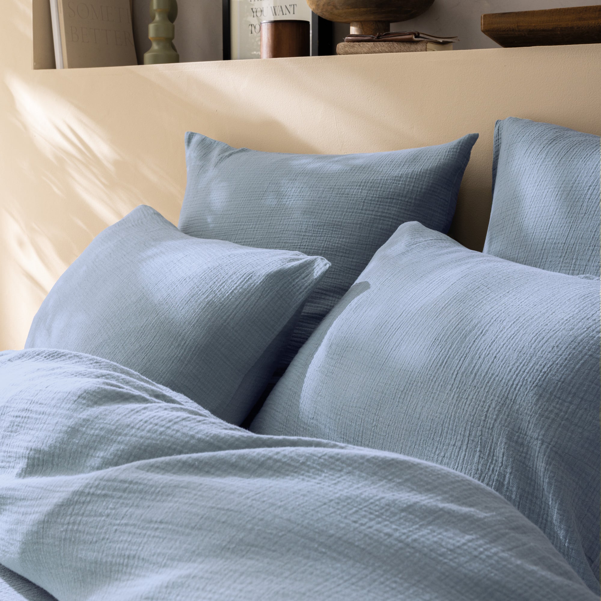 Set de 2 taies d'oreiller unies en coton, GAZE DE COTON - 4