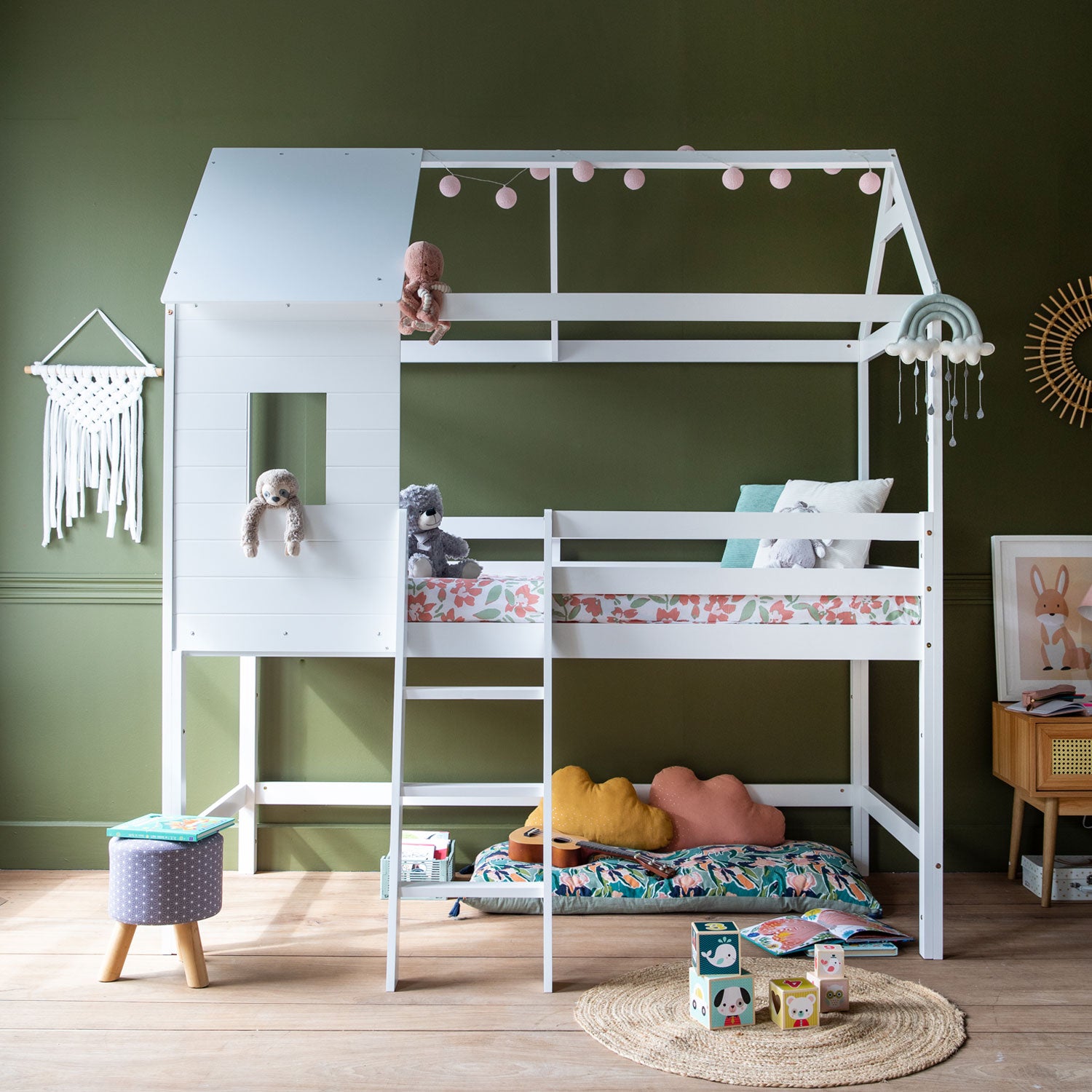 Lit cabane mezzanine pour enfant 190x90cm blanc MARGOT - 6