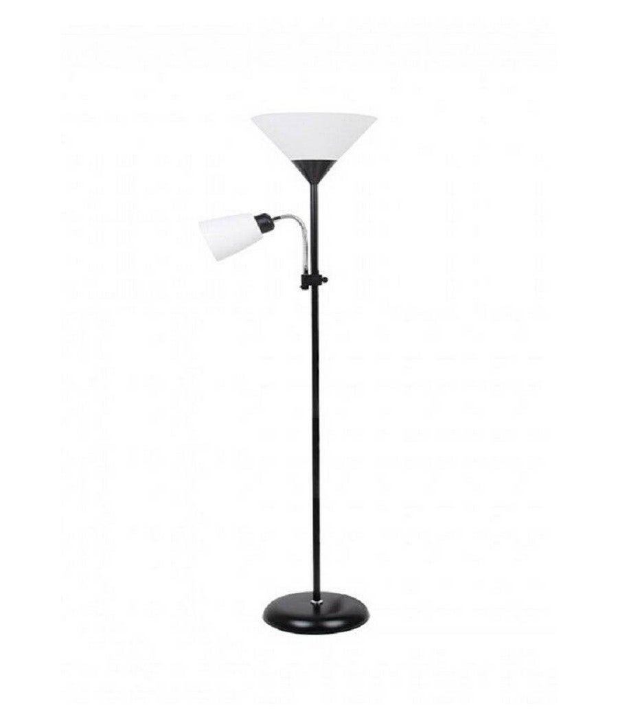 Trade Shop - Lampada Piantana Da Terra 180cm 2 Bracci Paralume Luce Orientabile Casa Ufficio - Nero - 2