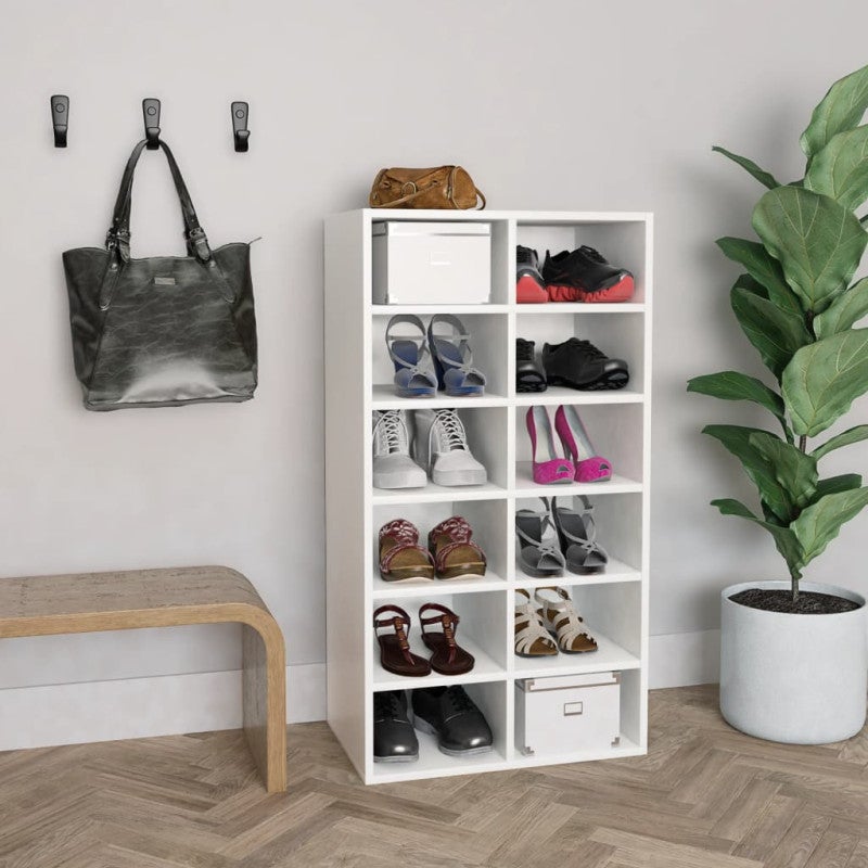 Półka na buty, biała, 54x34x100,5 cm, materiał drewnopochodny vidaXL