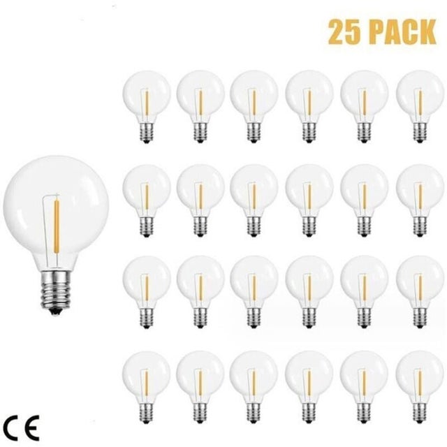 G40 Ampoules Remplacement G40 Ampoule De Tungstene Lampe 1W 220 240V Ampoule Globe Clair E12 Ampoules De Base, 25 Pack, jaune chaud（2200k）