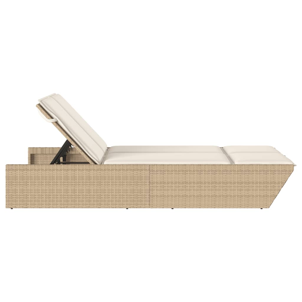Chaise longue double avec coussins beige résine tressée vidaXL - 5