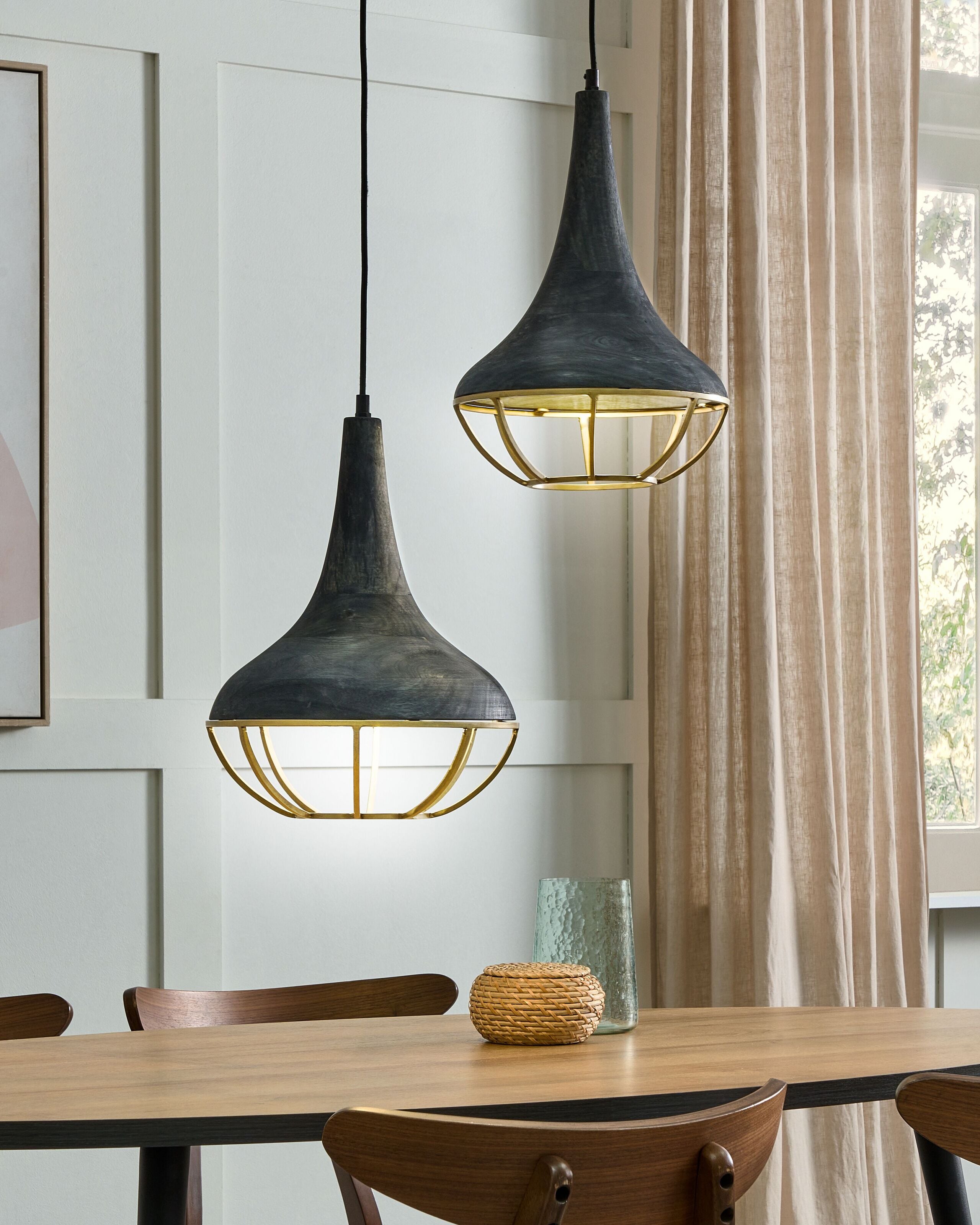 Lampe suspension BAGMATI Bois de manguier Noir - 2