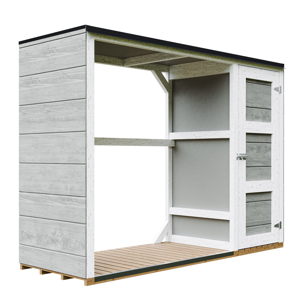 Zewnętrzny schowek na drewno opałowe – 75 x 217 x H159 cm – TIMBELA M981 - TUNDRA GREY