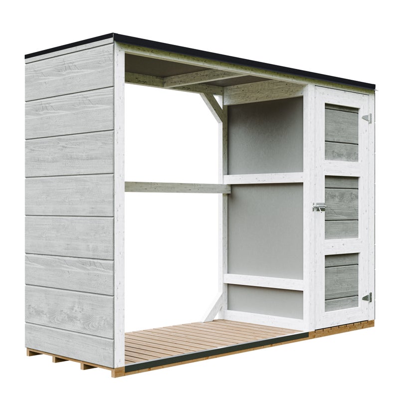 Zewnętrzny schowek na drewno opałowe – 75 x 217 x H159 cm – TIMBELA M981 - TUNDRA GREY