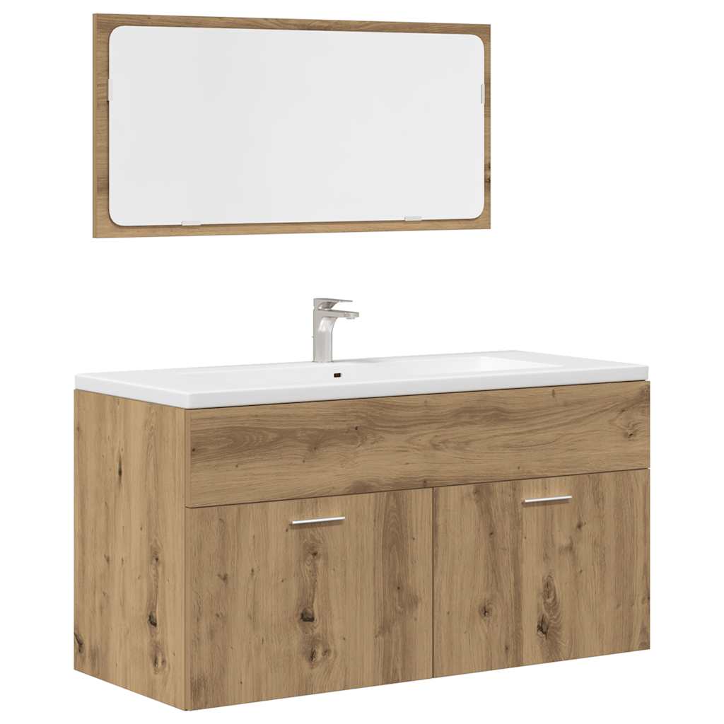 Set di mobili da bagno in legno composito da 3 pezzi - 6