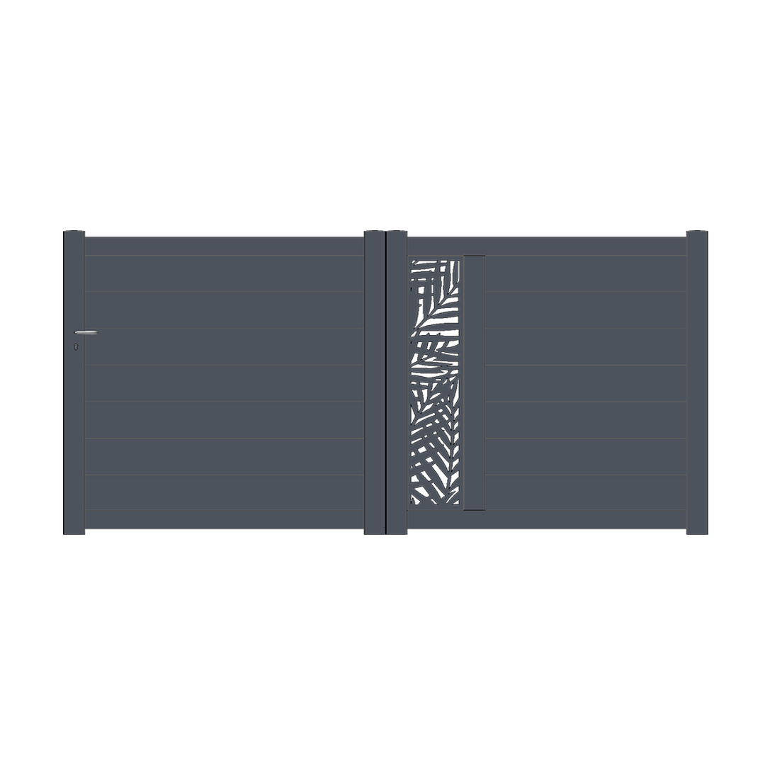 Portail aluminium coulissant découpe laser en kit + Motorisation dimensions L.3500 (entre piliers) X H.1500 mm Couleurs Blanc (RAL 9010) - 4