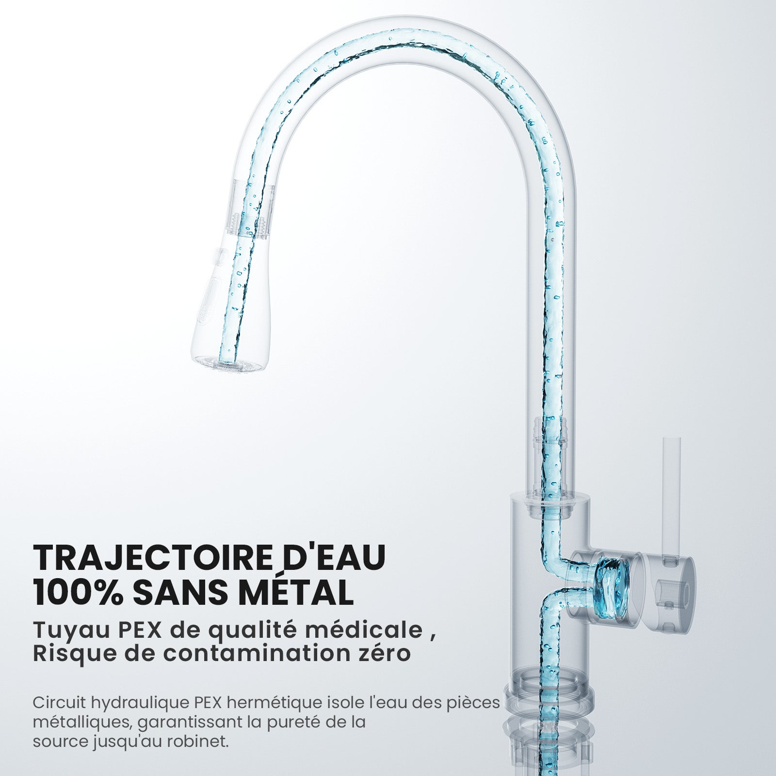Mitigeur de Cuisine avec Douchette Extractible - Robinet Cuisine Noir Mitigeur d'Évier avec 2 Modes de Sortie D'eau - 5