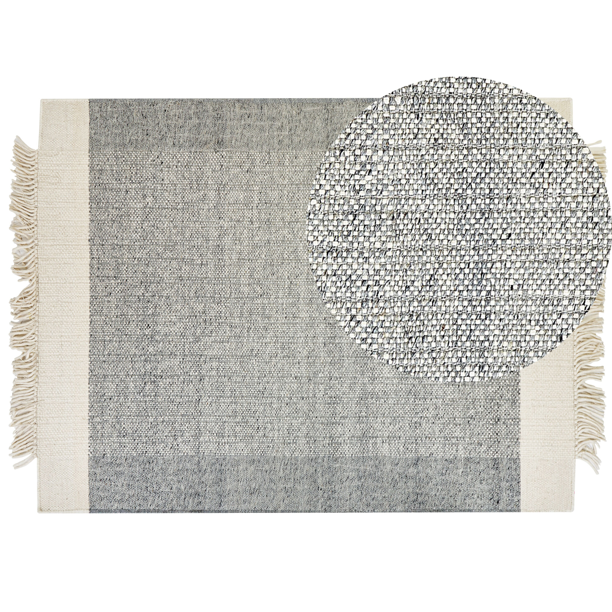 Beliani alfombra de lana gris/blanco crema 160 x 230 cm tatlisu