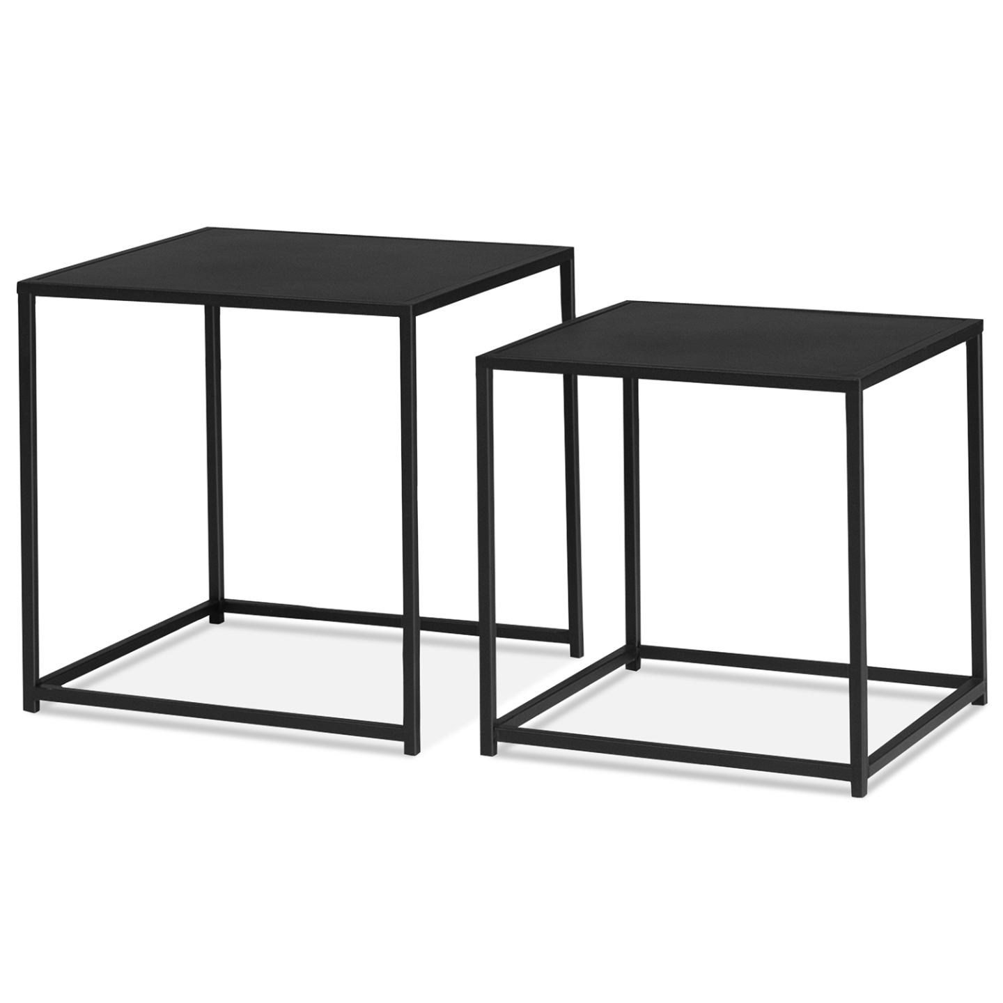 Lot de 2 tables basses gigognes DAVIS 40/45 en métal noir mat design industriel - 5