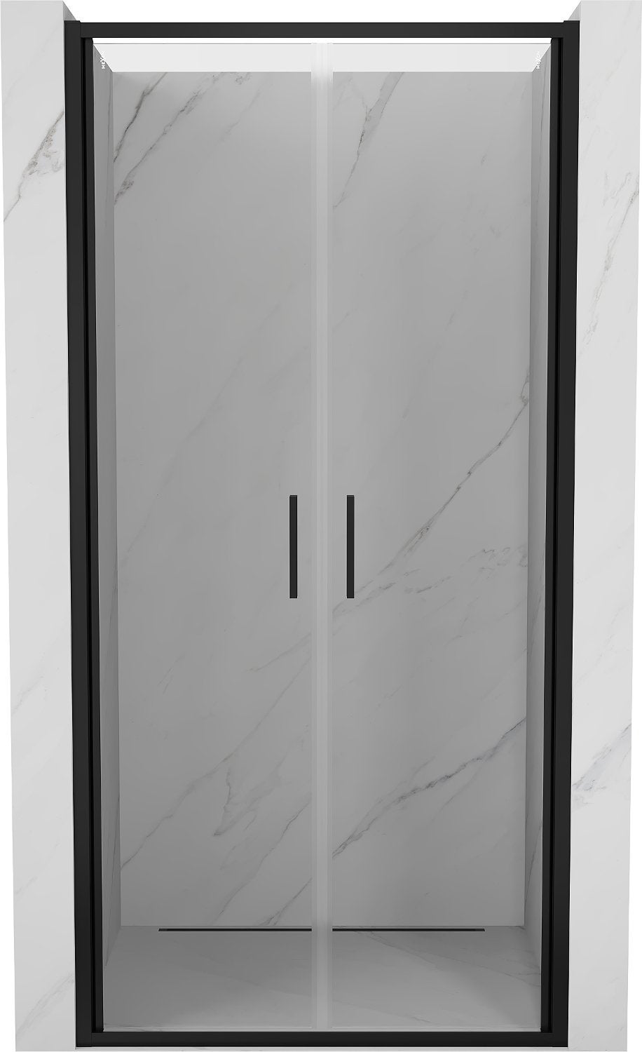 Mexen Exo drzwi prysznicowe podwójne uchylne 70 cm, transparent, czarne - 814-070-000-70-00