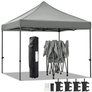 Tonnelle 3x3m Pliante Imperméable Anti-UV Tente Pop-up Portable avec Sac de Transport Gris Clair