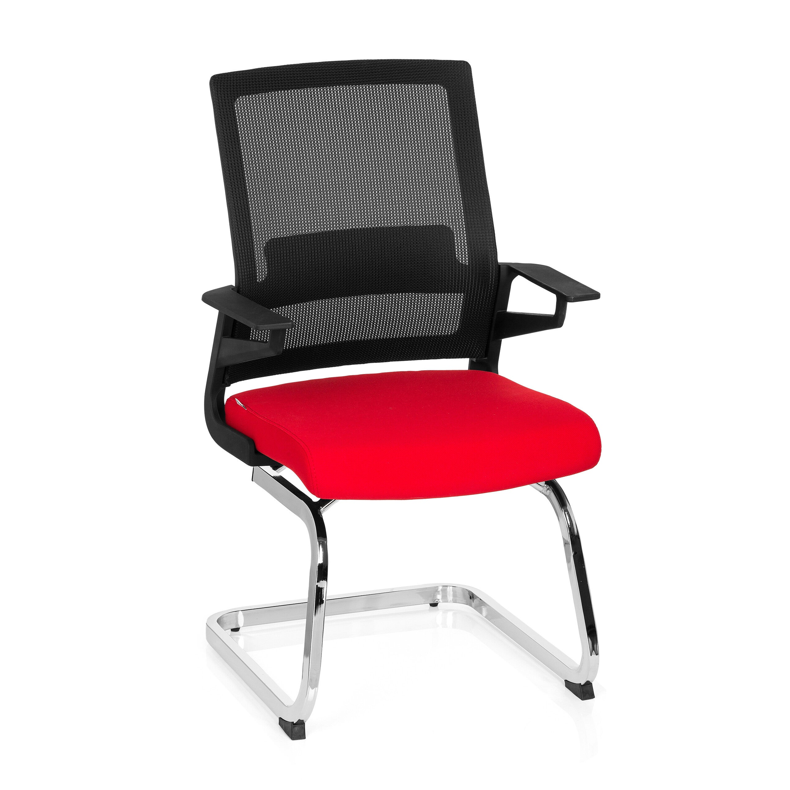 Krzesło konferencyjne / na płozie / krzesło INVENTOR V tkanina czarny / czerwony hjh OFFICE