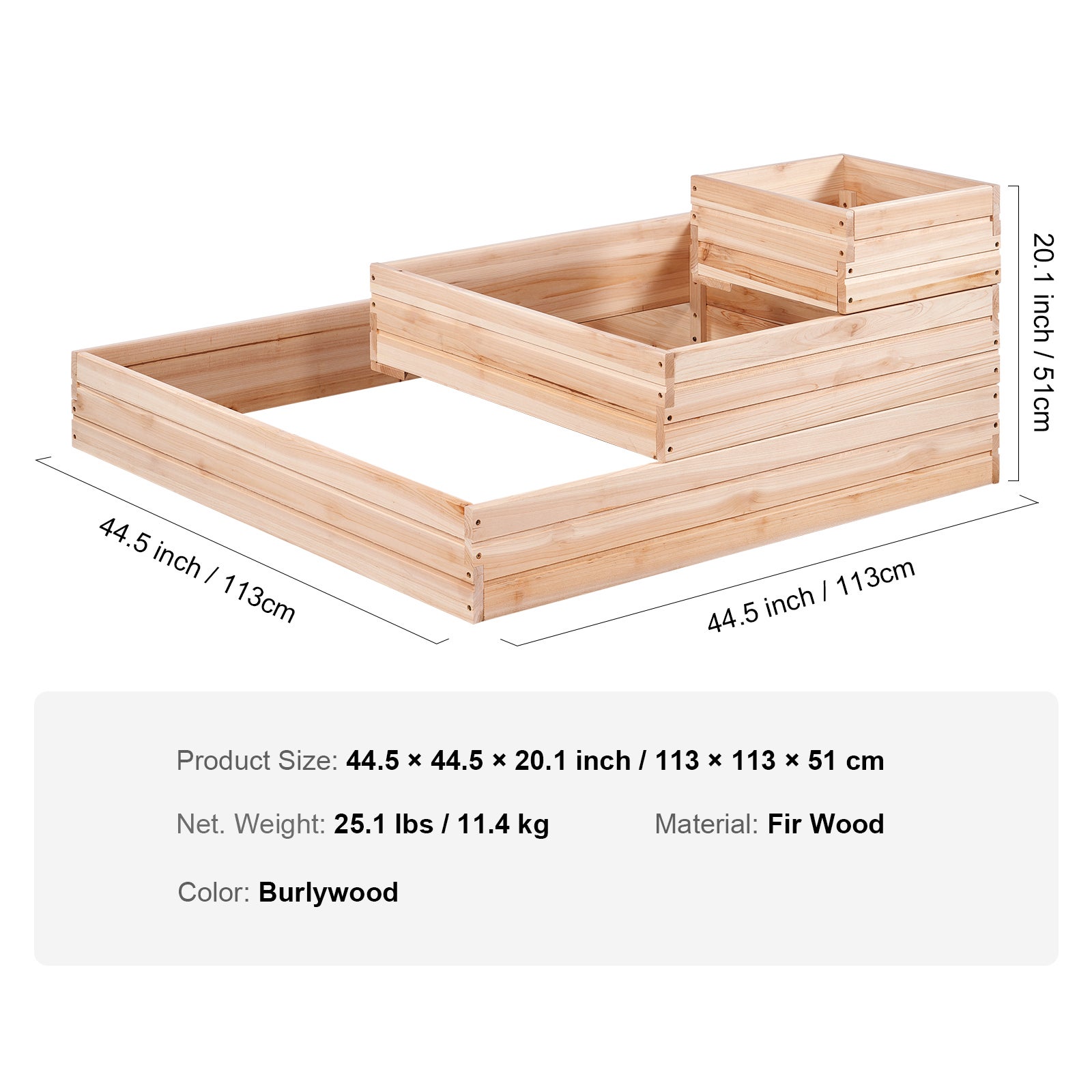 Jardinière surélevée SucceBuy 3,7 x 3,7 x 1,7 pi,jardinière en bois pour fleurs/légumes/herbes aromatiques,base ouverte pour jardin/terrasse/balcon - 9