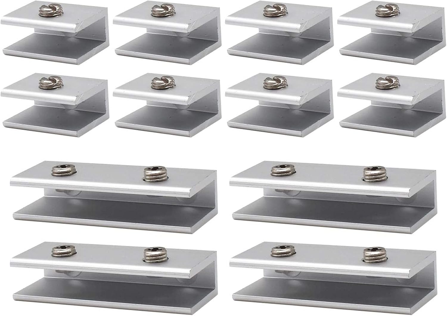 12 sztuk aluminiowych uchwytów do półek szklanych o grubości 8-10 mm, aluminiowe zaciski do szkła o grubości 8-10 mm, wspornik półki do szkła o gruboś