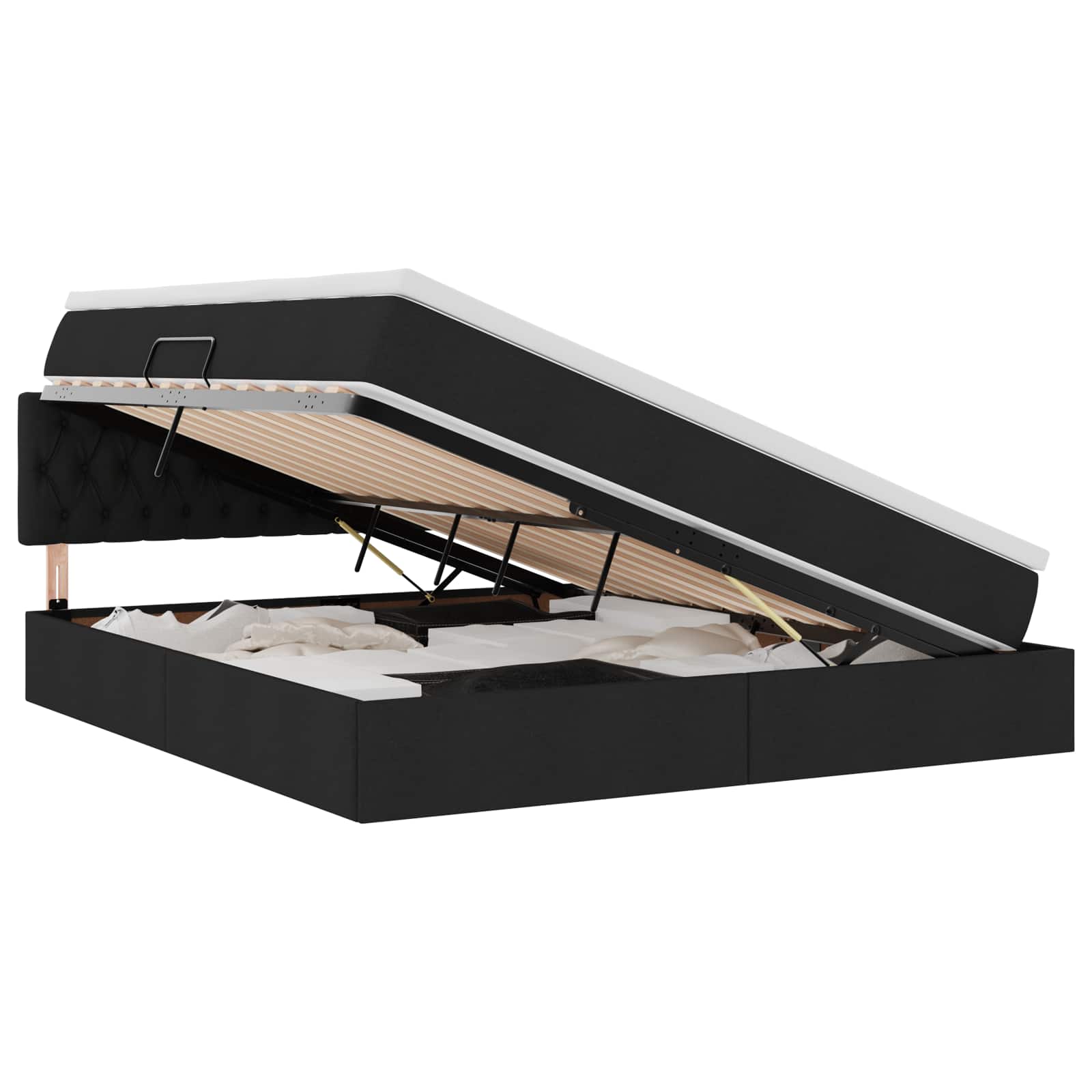 Lit avec rangement et matelas noir 180 x 200 cm en velours - 2