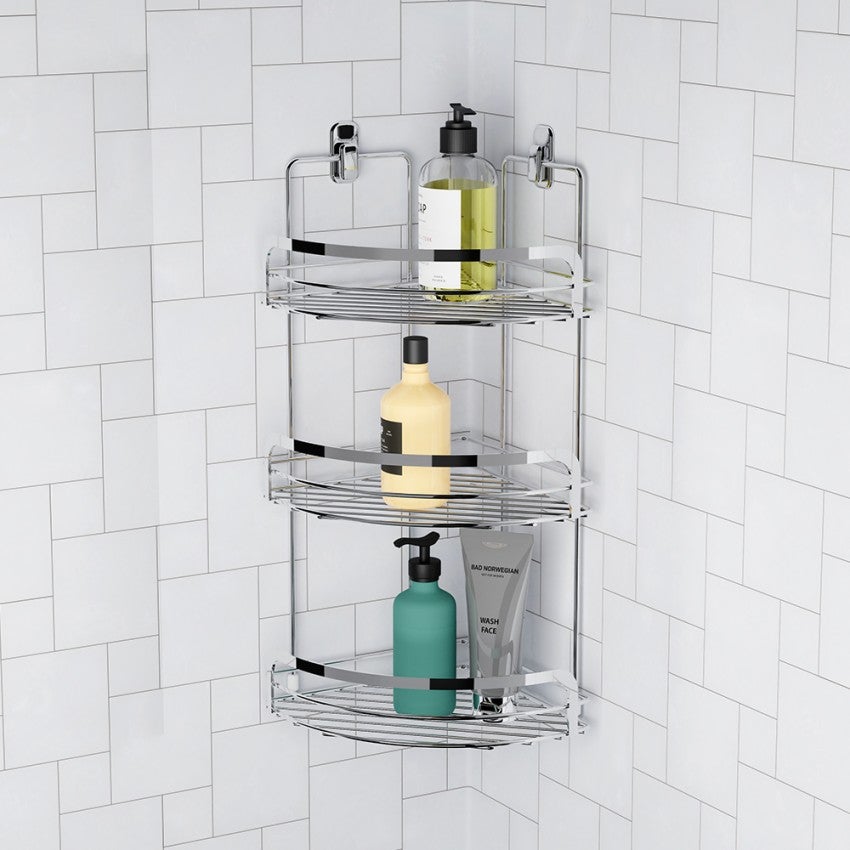 Ripiano Angolare Per Doccia Incassato In Acciaio Inox 304 - 20x20 Cm, Senza Fori, Colore Nero - 5