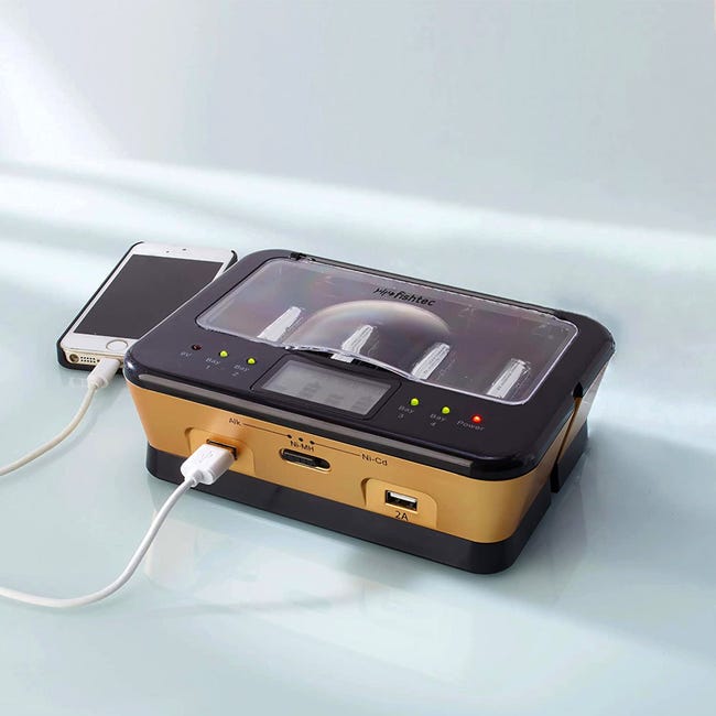 Caricabatterie Rapido NiMH NiCd Caricabatterie Rapido Universale Per Pile Ricaricabili AA, AAA, C, D, 9V - NiMH/NiCd, Con Alimentatore EU Caricabatterie Rapido Per AA AAA C D 9V NiMH NiCd Universale - Foto 2