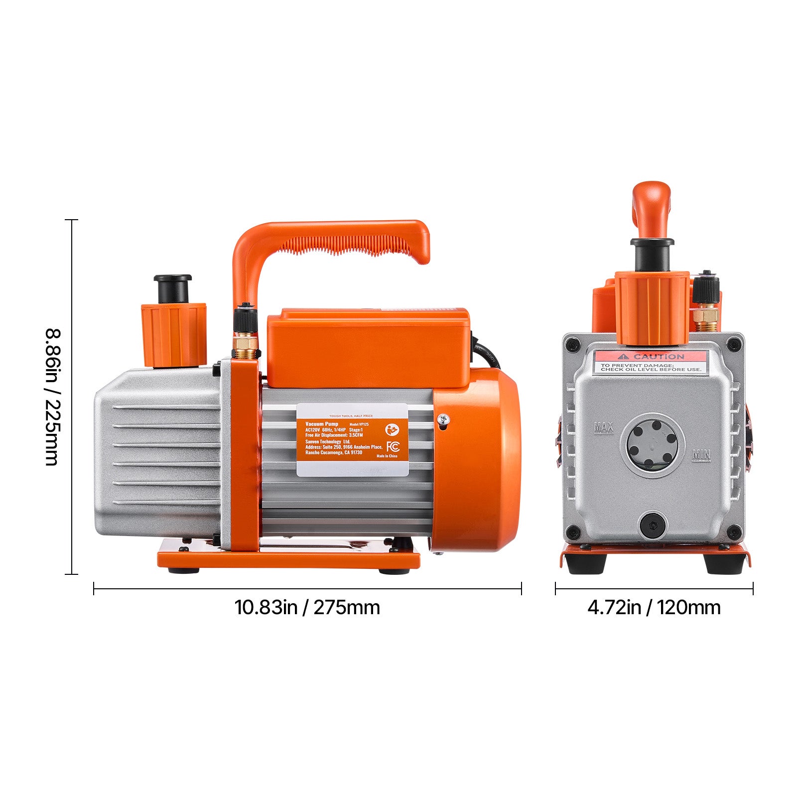 Pompa a Vuoto SucceBuy 3,5 CFM AC,Palette Rotanti Un Piano,Set Manometri per R134a,R12,R22,R502a,Kit Refrigerazione CVC - 2