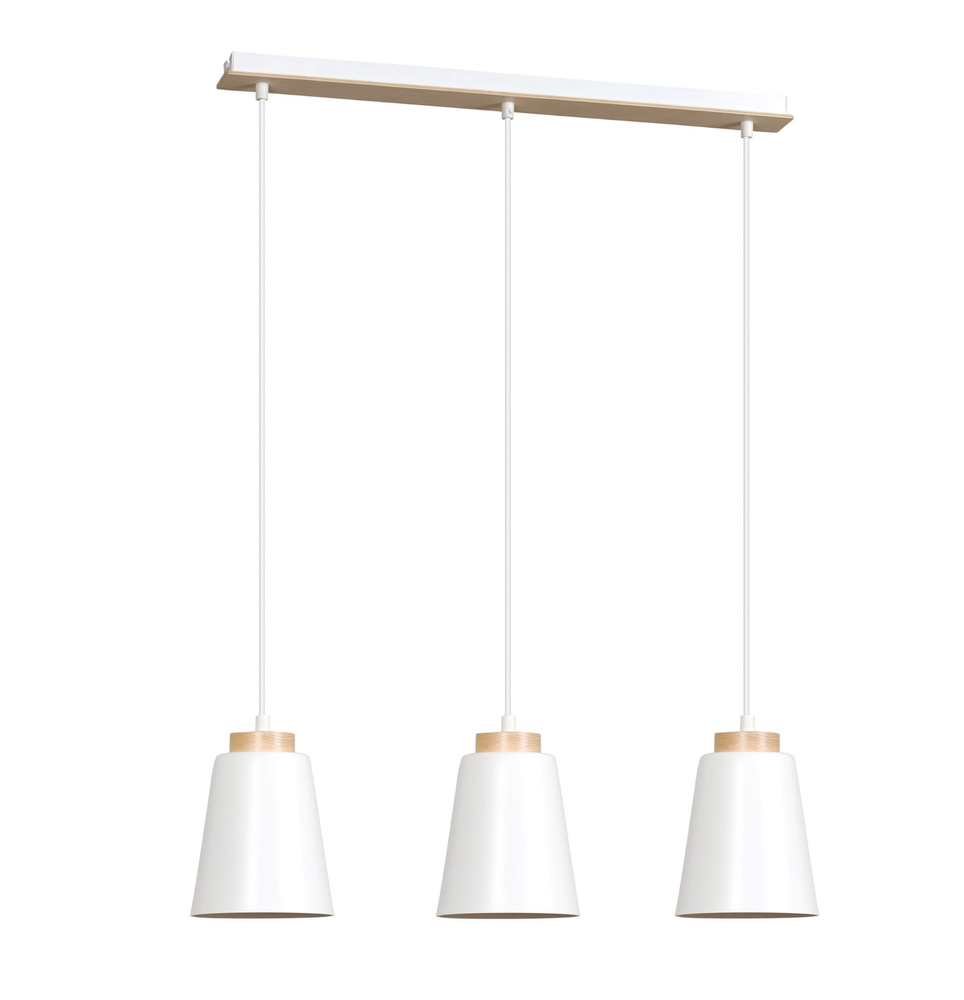 Lampa wisząca Bolero biała jasne drewno 3xE27x15W wym: 100 x 66 x 14 cm metal Emibig