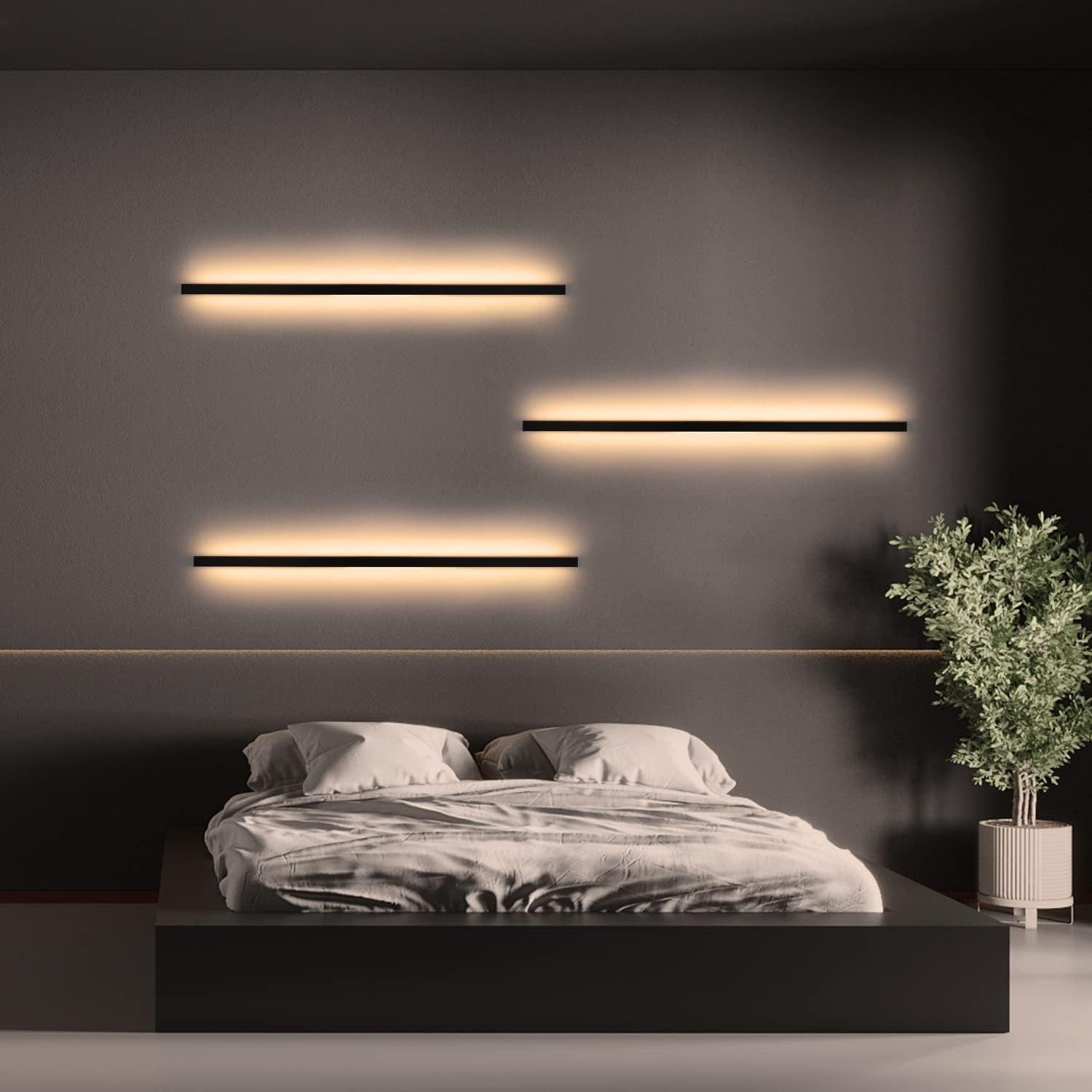 NETTLIFE 2 LED kinkiety nowoczesne wnętrze 100CM 34W korytarz góra dół ciepła biel czarny - 5