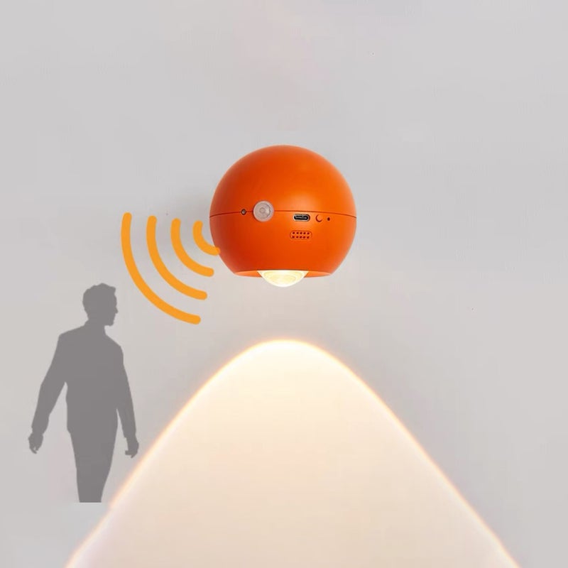 Nowoczesna przenośna lampa ścienna z uniwersalną regulacją, lampa magnetyczna bez wiercenia, czujnik ruchu, kolor pomarańczowy