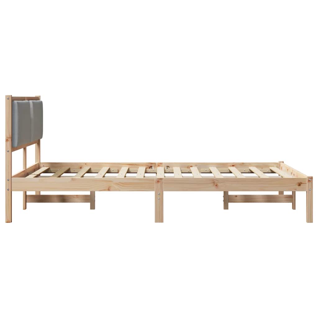 Cadre de lit gris clair 140 x 200 cm pin massif - 6