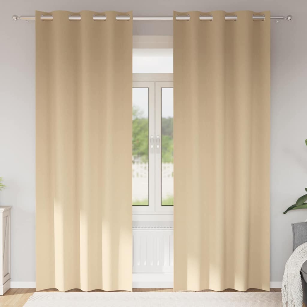 Firany blackout z kółkami 2 pcs Kremowy 260 x 140 cm Poliester vidaXL