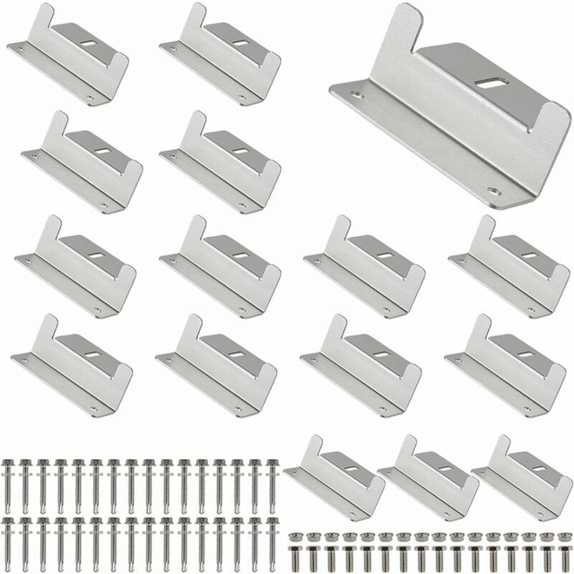 16 x Support Panneau Solaire en Z Fixation Panneau Solaire en Aluminium Avec Ecrous et Boulons, Support de Panneaux Solaire pour Bateaux,100*65mm
