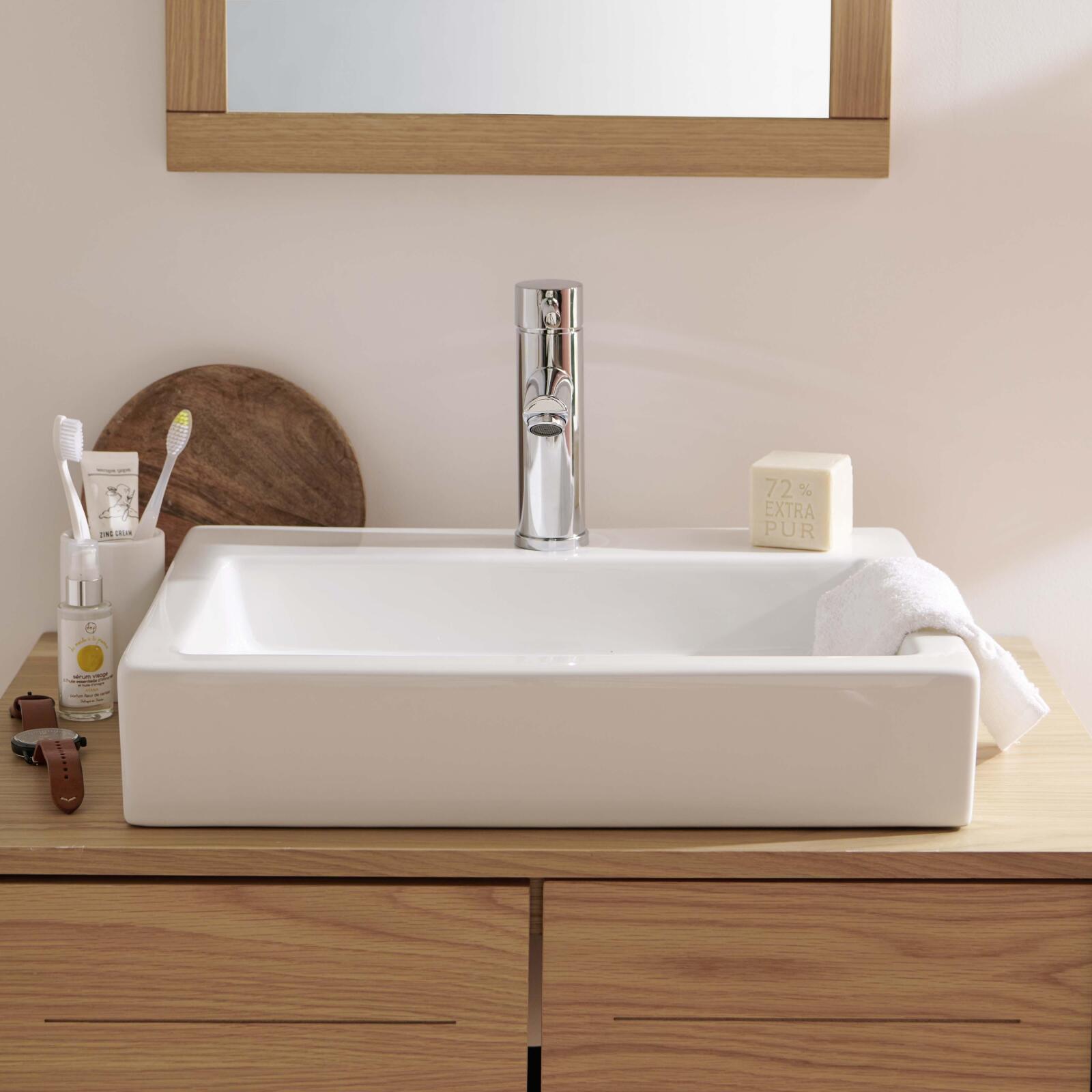 Lavabo da appoggio rettangolare in ceramica bianca PADI 48x38cm - 4