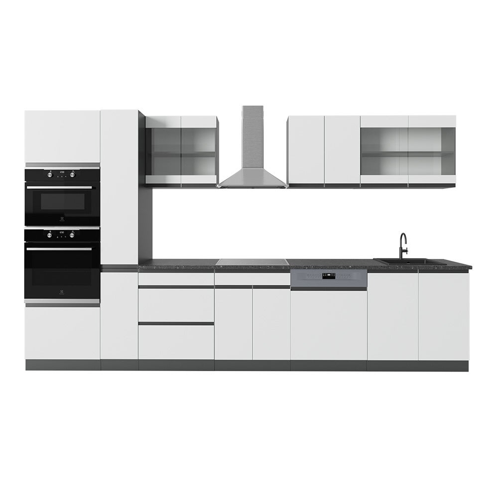 Vicco Panel przedni R-Line, Biały/antracyt, 350 cm J-Shape, z wysoką szafką, bez blatu roboczego