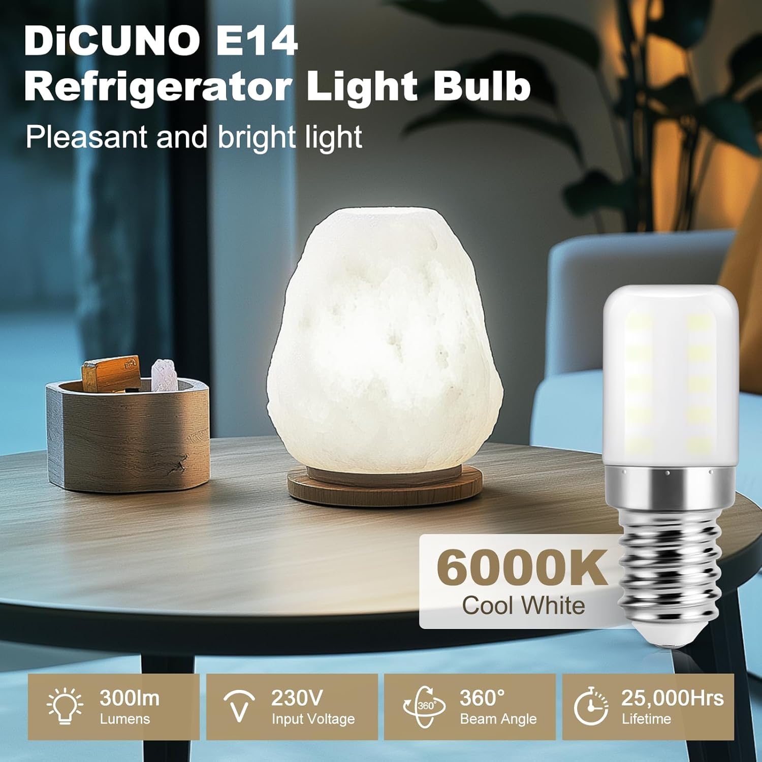 Ampoule LED réfrigérateur E14, Blanc froid 6000K, 3W pour réfrigérateur, 300lm, Petit culot à vis lampe LED, 2 Unité - 4