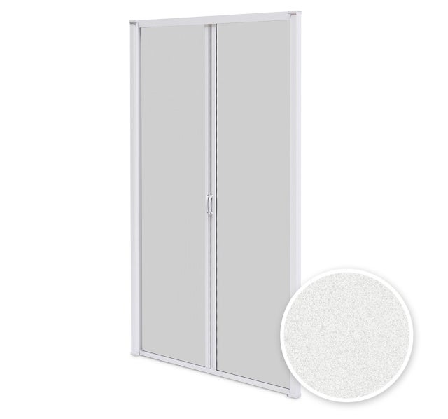 Moustiquaire enroulable latérale double porte 230x240 cm, alu blanc texturé, passage libre, Avosdim