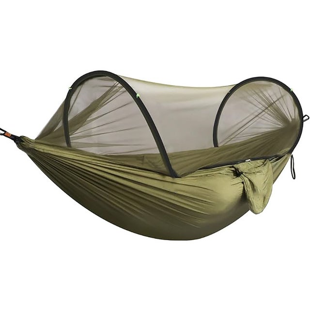 Hamac avec moustiquaire, capacité de charge 300 kg, séchage rapide, ultra léger, avec 2 mousquetons, 2 bretelles robustes, vert