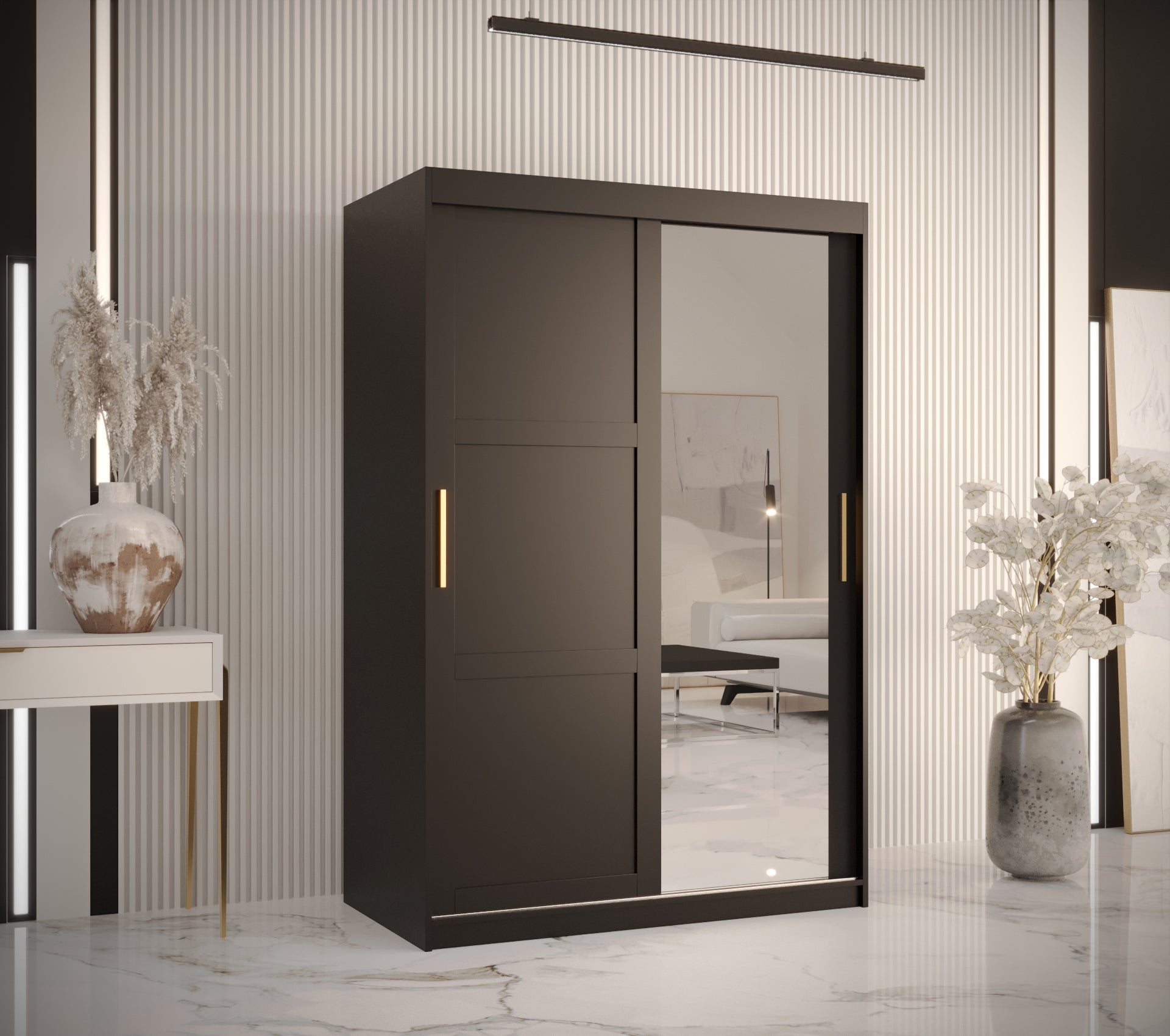 Szafa przesuwna garderoba RAMIRO 2 120 x 62 x 200 cm Czarny - Abiks Meble - 2